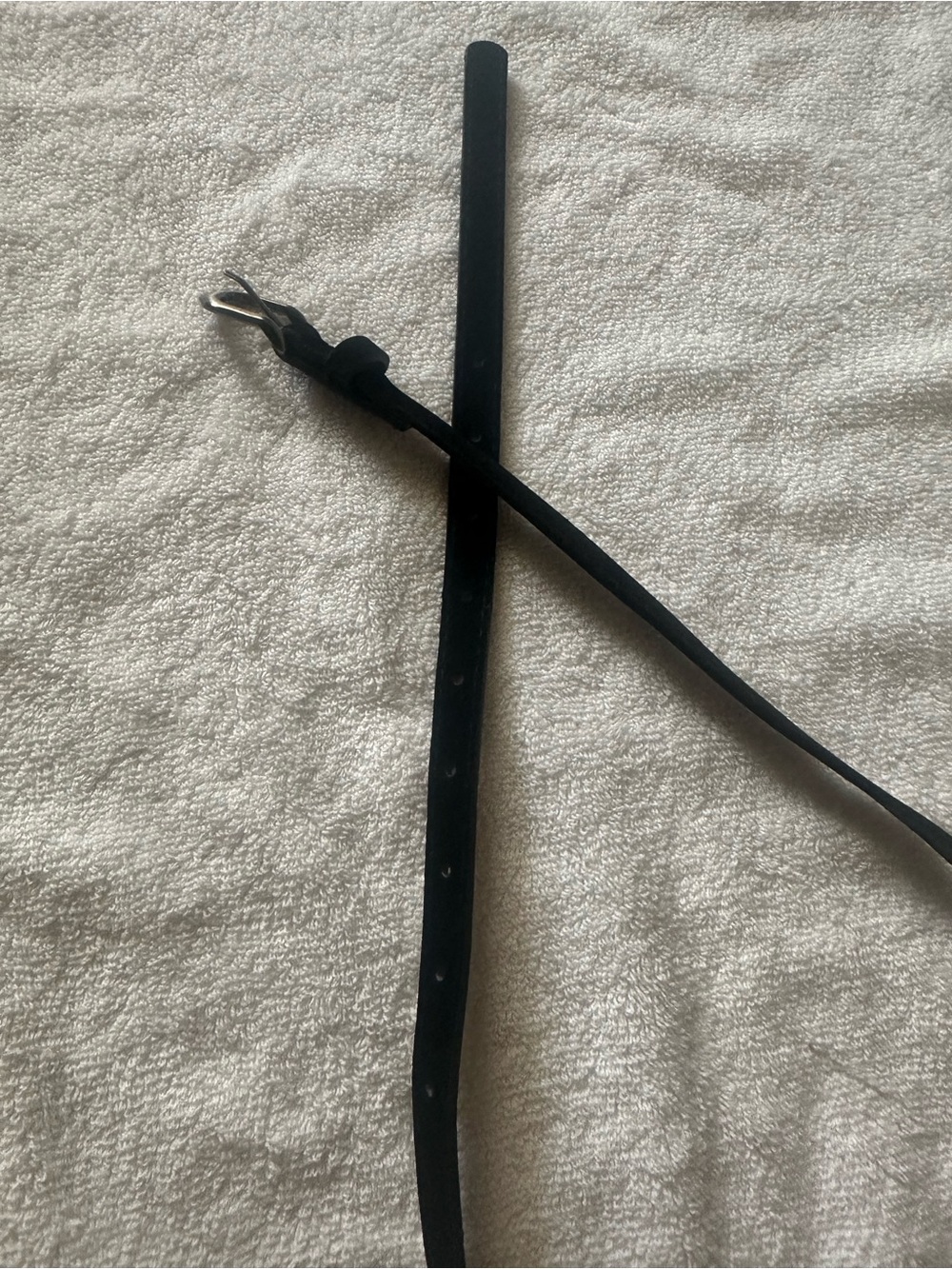 Slim Black Leather Belt with Silver Buckle